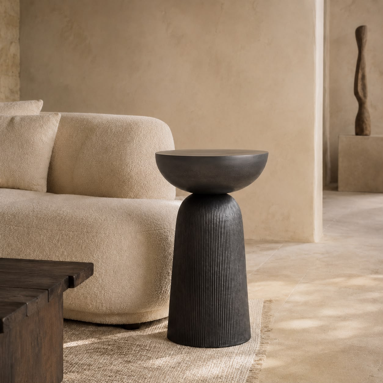 ORI sculptural side table in a living room